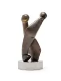 Edoardo Villa, Entwined Figures, bronze with brown patina on a steel base