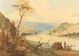 Thomas Bowler, Umgani, Natal (sic), watercolour with heightening in China White on paper