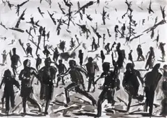 Asanda Dredunik Kupa, A Creature Runs for No Reason, ink on paper