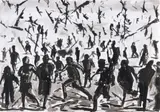 Asanda Dredunik Kupa, A Creature Runs for No Reason, ink on paper