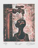 Peter Clarke, Thirst, colour woodcut on paper