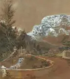 Thomas Bowler, Snow Storm on Table Mountain July 1862, pencil and watercolour with heightening in China White on toned on paper