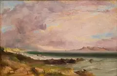 Thomas Bowler, Table Bay from Bloubergstrand, oil on canvas