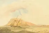 Thomas Bowler, Natal from the Sea, watercolour with heightening in China White on paper