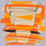 Cecily Sash, Orange and Lilac Abstract, colour screenprint on paper
