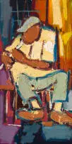 Ephraim Ngatane, Penny Whistler, mixed media on board