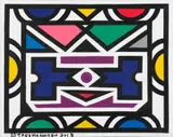 Untitled (Blue Central Motif) by Esther Mahlangu, acrylic on artist's board, sold Mar 2024