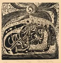 Dan Rakgoathe, Eternal Refuge, linocut on paper