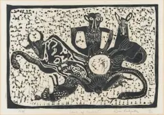 Dan Rakgoathe, Spirit of Creation, linocut on tissue paper