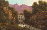 Waterfall by Tinus de Jongh, oil on canvas, sold Mar 2024