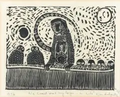 Dan Rakgoathe, We Cannot Wait any Longer, linocut on tissue paper
