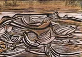Cecil Skotnes, A View of Table Bay, carved, incised and painted wood panel