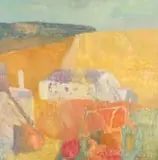 Piet Kannemeyer, Landscape with Farmhouse, oil on board