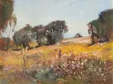 Landscape with Willow Trees by Errol Boyley, oil on board, sold Mar 2024
