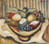 Carl Büchner, A Bowl of Fruit, oil on board