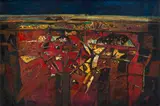 Nico Roos, Namibian Landscape in Red and Yellow