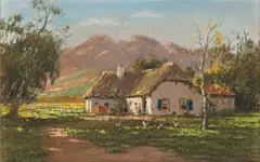 Tinus de Jongh, Thatched Cottage, pastel on card