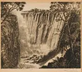 Tinus de Jongh, Eastern Cataract, Victoria Falls, etching on paper