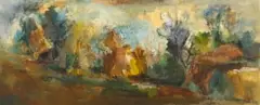 Landscape by Paul du Toit, oil on canvas laid down on board, sold Mar 2024