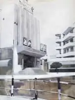 Andrew Hollis, Theatre with Buildings, oil on canvas