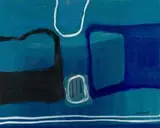 Abstract in Blue I by Trevor Coleman, oil on paper, sold Mar 2024
