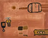Untitled (Abstract Sun) by Trevor Coleman, oil on paper, offered Mar 2024