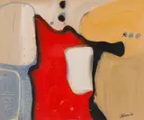 Abstract with Red by Trevor Coleman, oil on paper, sold Mar 2024