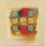 Larry Scully, Abstract with Red and Blue, oil on canvas