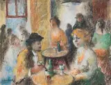 Alexander Rose-Innes, Pub Scene, pastel on paper