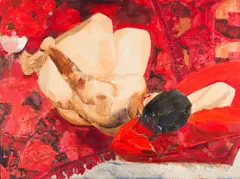 Reclining Nude by Michael Pettit, oil on board, sold Mar 2024