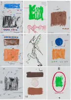 Samson Mnisi, Abstract Compositions, nine, colour lithograph on paper