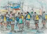 Joe Maseko, Township Scene with School Children