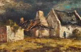 Cottage by Otto Klar, oil on board, sold Mar 2024