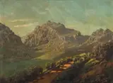 Pathway through a Mountainous Landscape by Tinus de Jongh, oil on canvas, sold Mar 2024