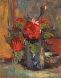 Alexander Rose-Innes, Roses in a Vase, oil on canvas