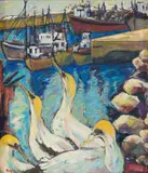 Marena (Kaffie) Pretorius, West Coast Harbour, oil on canvas