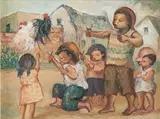 Amos Langdown, Children with Catapults, oil on canvas