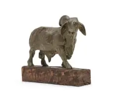 Kurt Lossgott, Brahman Bull, patinated resin on a wooden base