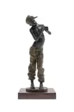 Sidney Beck, Penny Whistler, painted bronze, on a wooden base