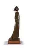 Theo Megaw, Listening, bronze, on a wooden base