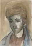 Carl Büchner, Portrait of a Young Man, pastel on paper