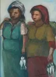 Amos Langdown, Fishmongers, oil on canvasboard