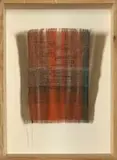 Sivan Zeffertt, Footnote 2: Site Reading, 2022, the cotton panel woven in shades of brown, red and black, framed