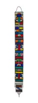 Martha Mahlangu, An Ndebele beaded panel, rectangular, with geometric design in glass beads, thread and wood with a beaded loop