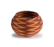Mgongo Ngubane, A Threads of Africa copper wire bowl, 2022, with interlacing zig-zag pattern