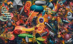 Surreal Space Composition by Walter Meyer, oil on canvas, offered Jan 2024