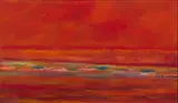 Herman Van Nazareth, Orange Landscape, oil on board