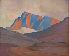 Jacobus Hendrik Pierneef, Mountain Landscape with Clouds, oil on board