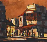Mel Brigg, Street Scene with Figures