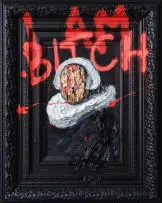Frans Smit, I AM BITCH, oil and spray paint on canvas in the artist's hand painted frame